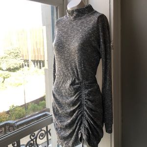 Ribbed rouched sweater dress